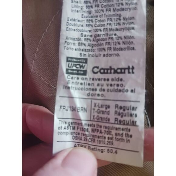 Carhartt FR flame resistant double closure snap and zip brown Detroit style made - Picture 5 of 6